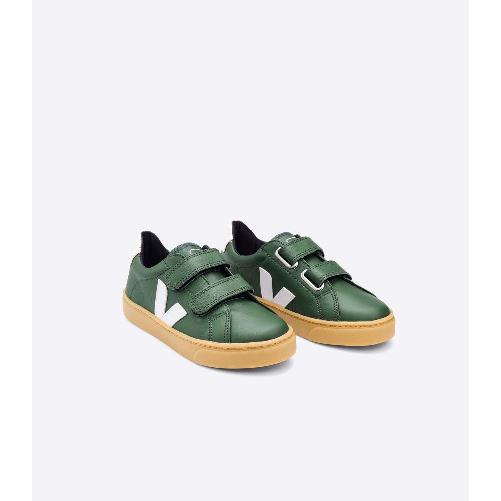 Olive Kids' Veja ESPLAR LEATHER Sneakers | AU 828JPQ